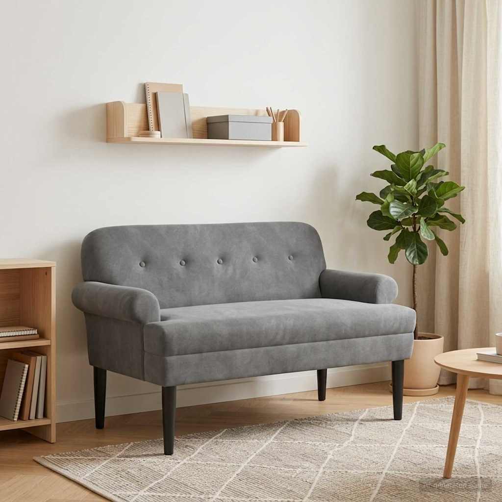Loveseat con bottoni imbottiti Grigio Scuro 120 x 66 x 78 cm | homemem39