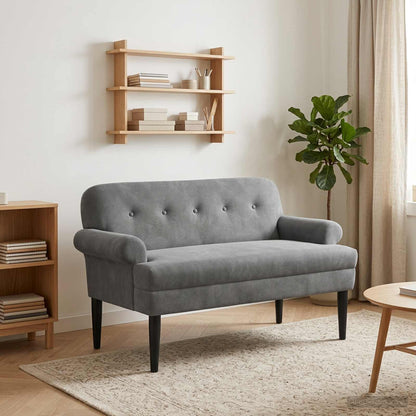 Loveseat con bottoni imbottiti Grigio Scuro 120 x 66 x 78 cm | homemem39