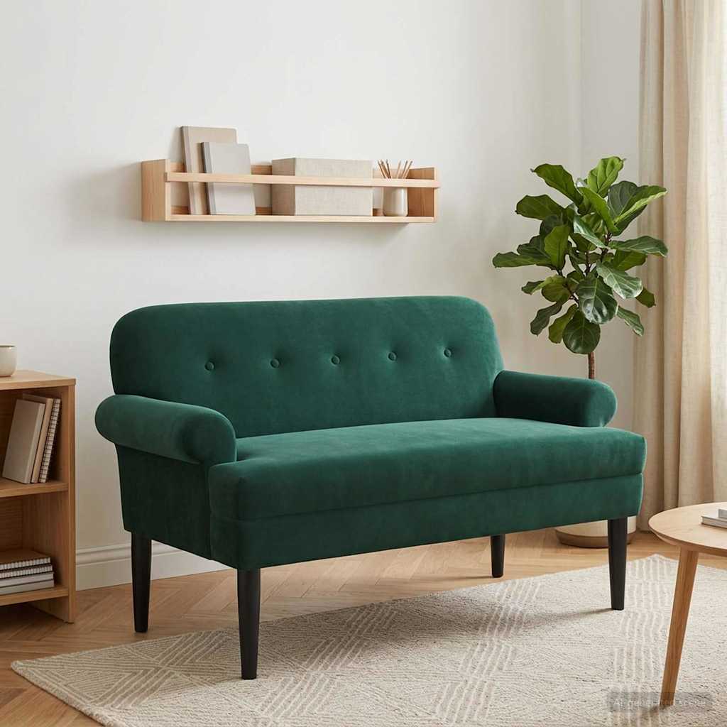 Loveseat con bottoni imbottiti Verde Scuro 120 x 66 x 78 cm | homemem39