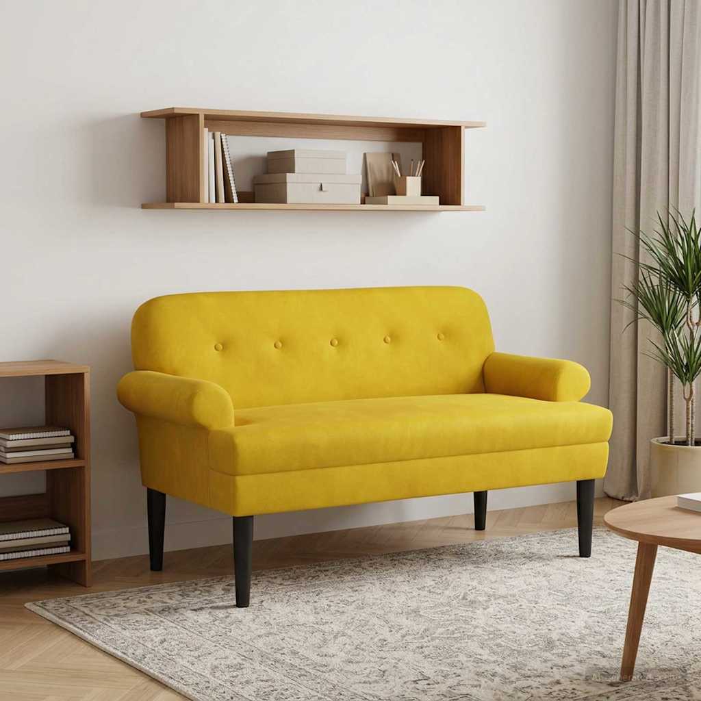 Loveseat con bottoni imbottiti Giallo 120 x 66 x 78 cm Velluto | homemem39