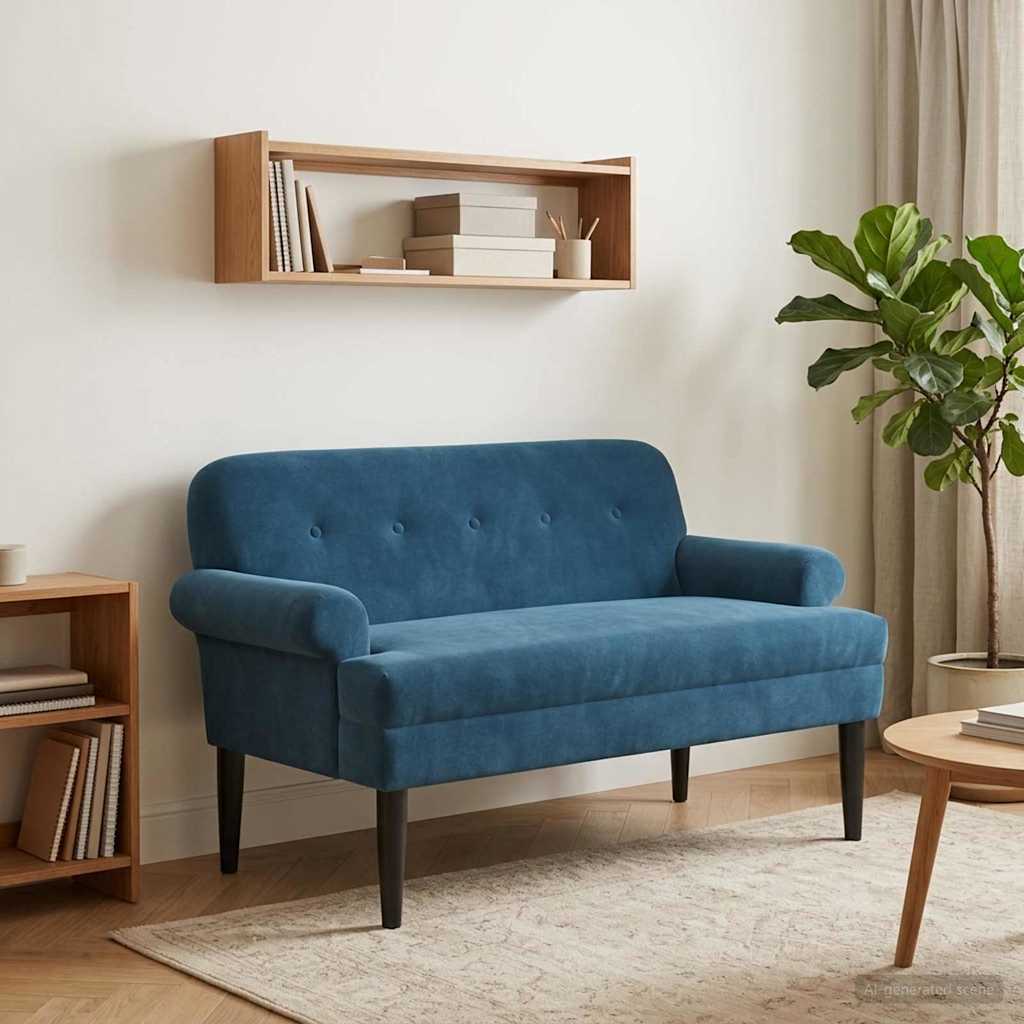Loveseat con bottoni imbottiti Blu 120 x 66 x 78 cm Velluto | homemem39