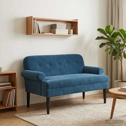 Loveseat con bottoni imbottiti Blu 120 x 66 x 78 cm Velluto | homemem39