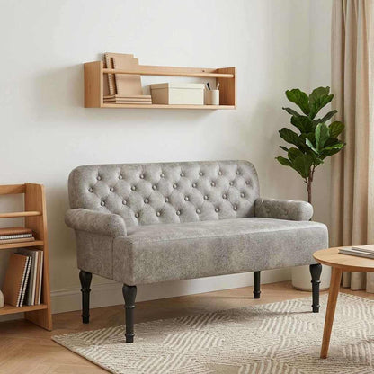 Loveseat con bottoni imbottiti Grigio Chiaro 120 x 65 x 78 cm | homemem39