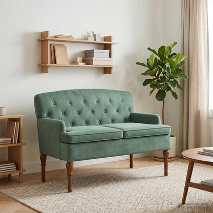 Loveseat con bottoni imbottiti Verde Mare 111 x 65 x 79 cm