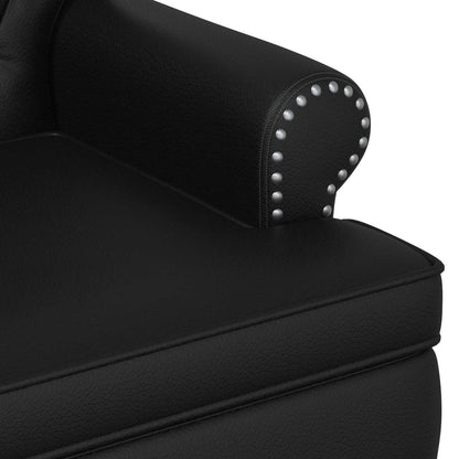 Loveseat con bottoni imbottiti Nero 120 x 65 x 77 cm Similpelle | homemem39