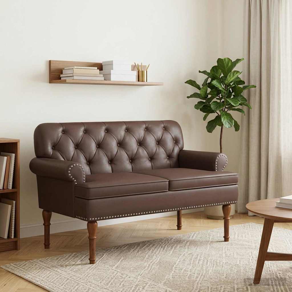 Loveseat con bottoni imbottiti Marrone 120 x 65 x 77 cm