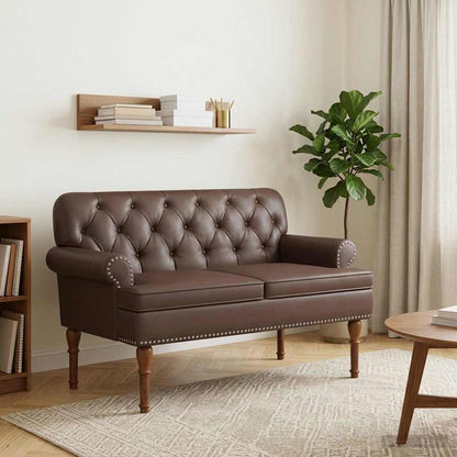 Loveseat con bottoni imbottiti Marrone 120 x 65 x 77 cm