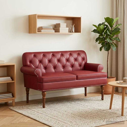 Loveseat con bottoni imbottiti Rosso Vino 120 x 65 x 77 cm
