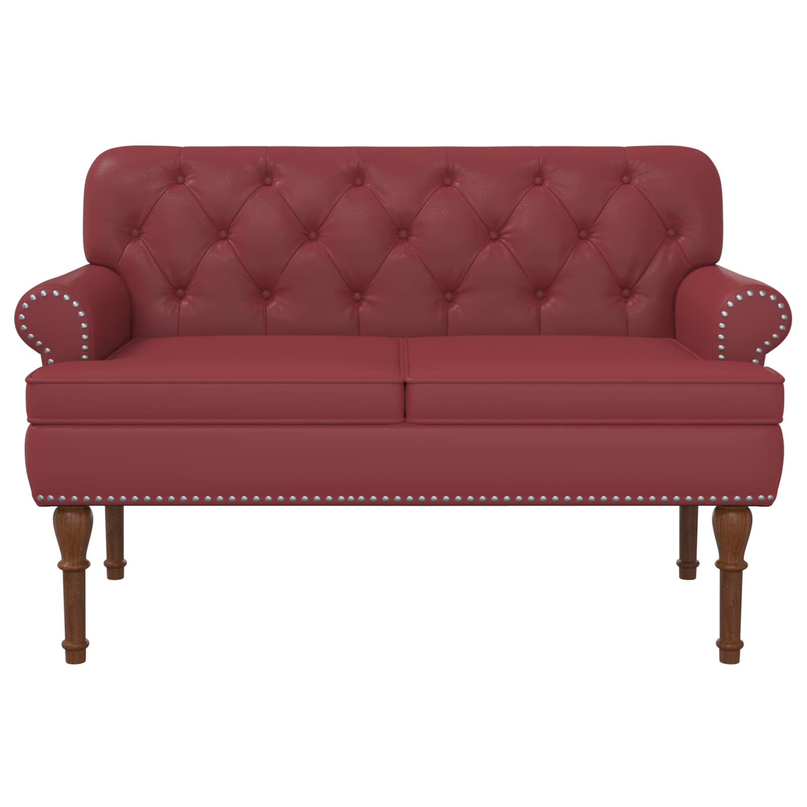Loveseat con bottoni imbottiti Rosso Vino 120 x 65 x 77 cm | homemem39