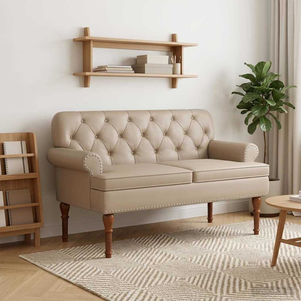 Loveseat con bottoni imbottiti Cappuccino 120 x 65 x 77 cm | homemem39