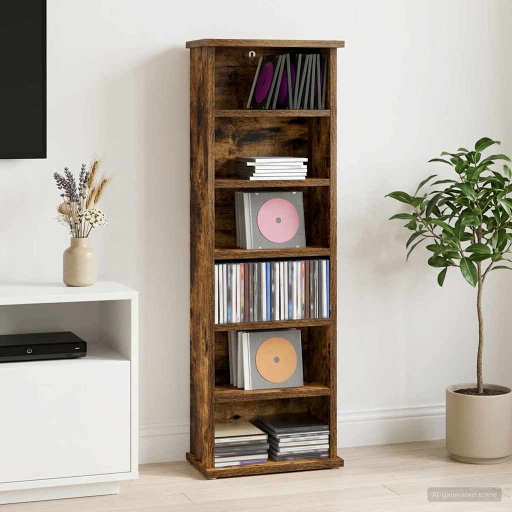 Mobile per CD Rovere Fumo 60 x 17 x 92 cm Legno ingegnerizzato | homemem39