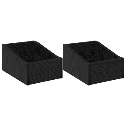 Scatola per dischi LP 2 pz Rovere Nero 23 x 33 x 16 cm