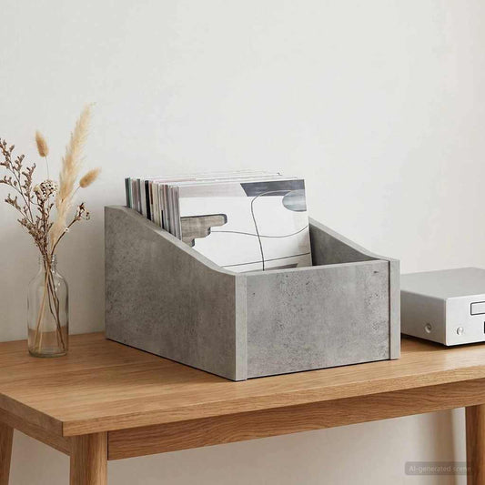 Scatola per dischi LP Grigio Cemento 23 x 33 x 16 cm