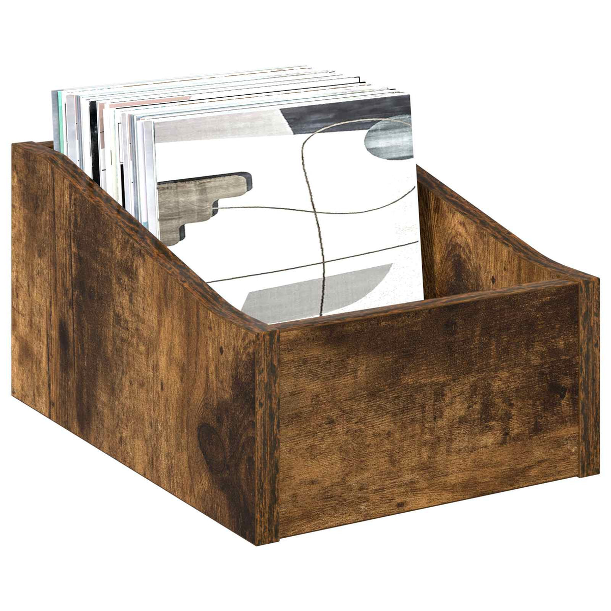 Scatola per dischi LP Rovere Fumo 23 x 33 x 16 cm | homemem39