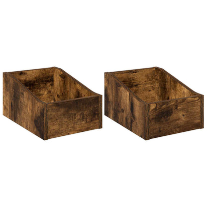 Scatola per dischi LP 2 pz Rovere Fumo 23 x 33 x 16 cm | homemem39