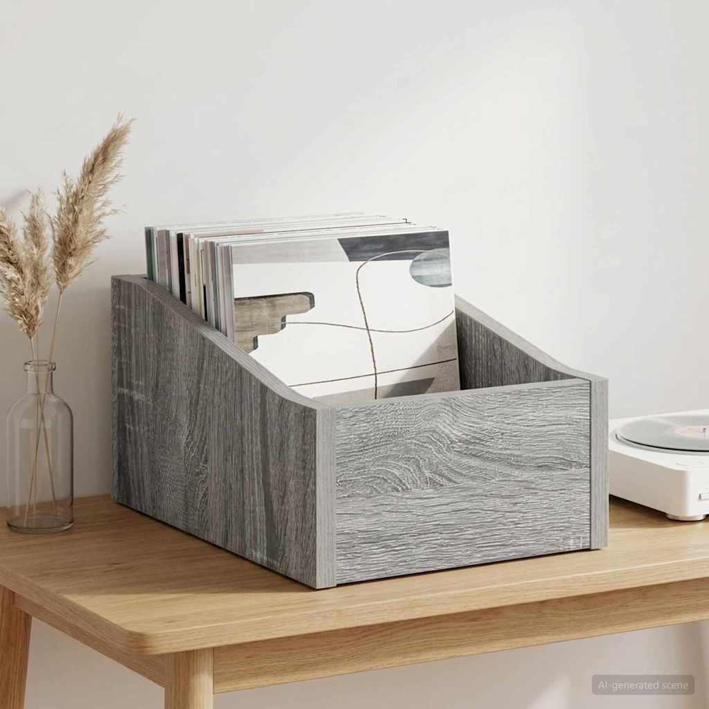 Scatola per dischi LP Sonoma grigio 23 x 33 x 16 cm | homemem39