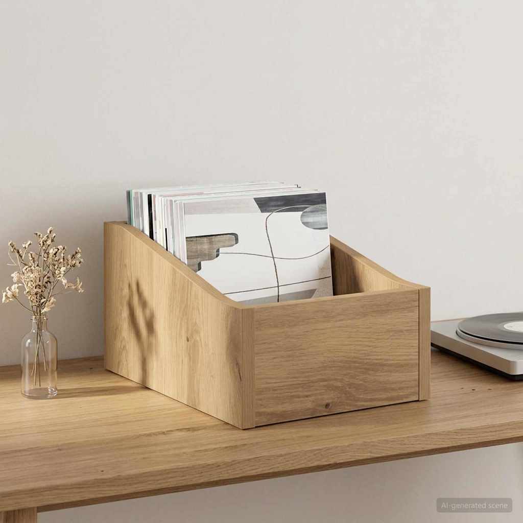 Scatola per dischi LP Rovere Artigianale 23 x 33 x 16 cm