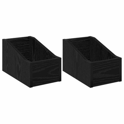 Scatola per dischi LP 2 pz Rovere Nero 18 x 32 x 18 cm