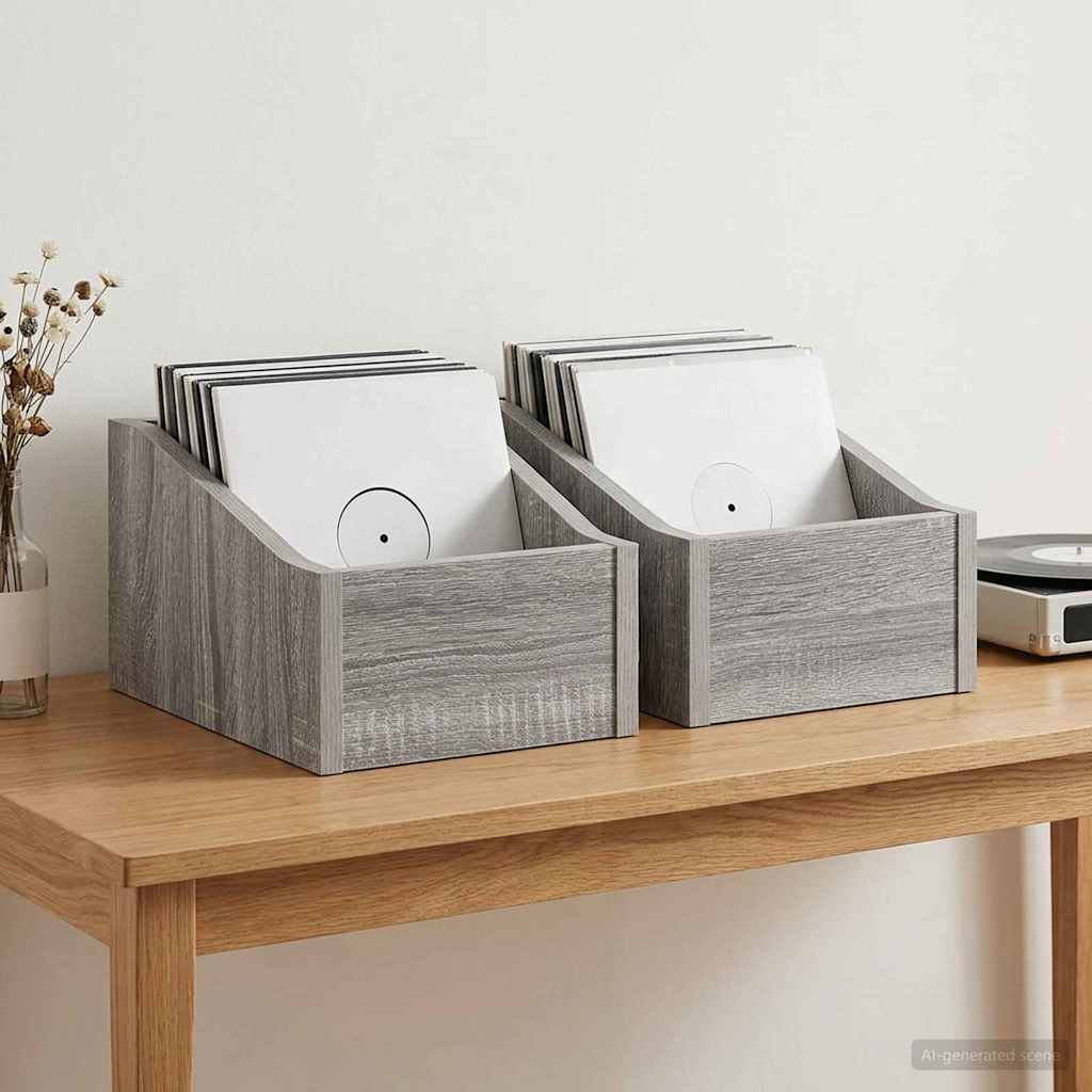 Scatola per dischi LP 2 pz Sonoma grigio 18 x 32 x 18 cm | homemem39