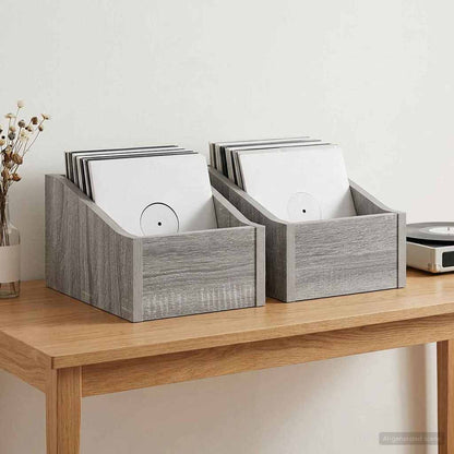Scatola per dischi LP 2 pz Sonoma grigio 18 x 32 x 18 cm | homemem39