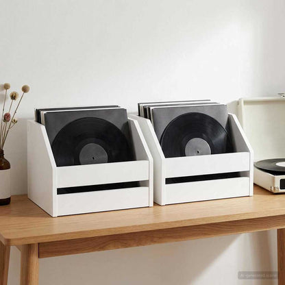 Scatola per album in vinile 2 pz Bianco 38 x 30 x 29 cm | homemem39