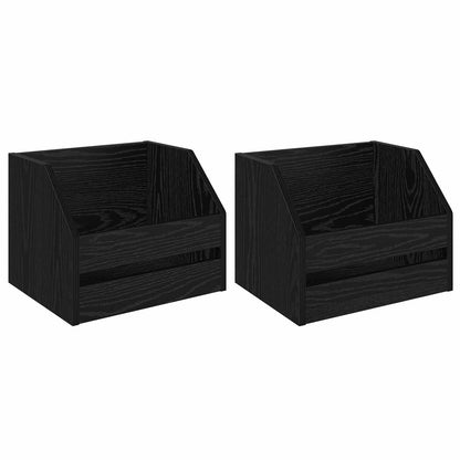 Scatola per album in vinile 2 pz Rovere Nero 38 x 30 x 29 cm | homemem39