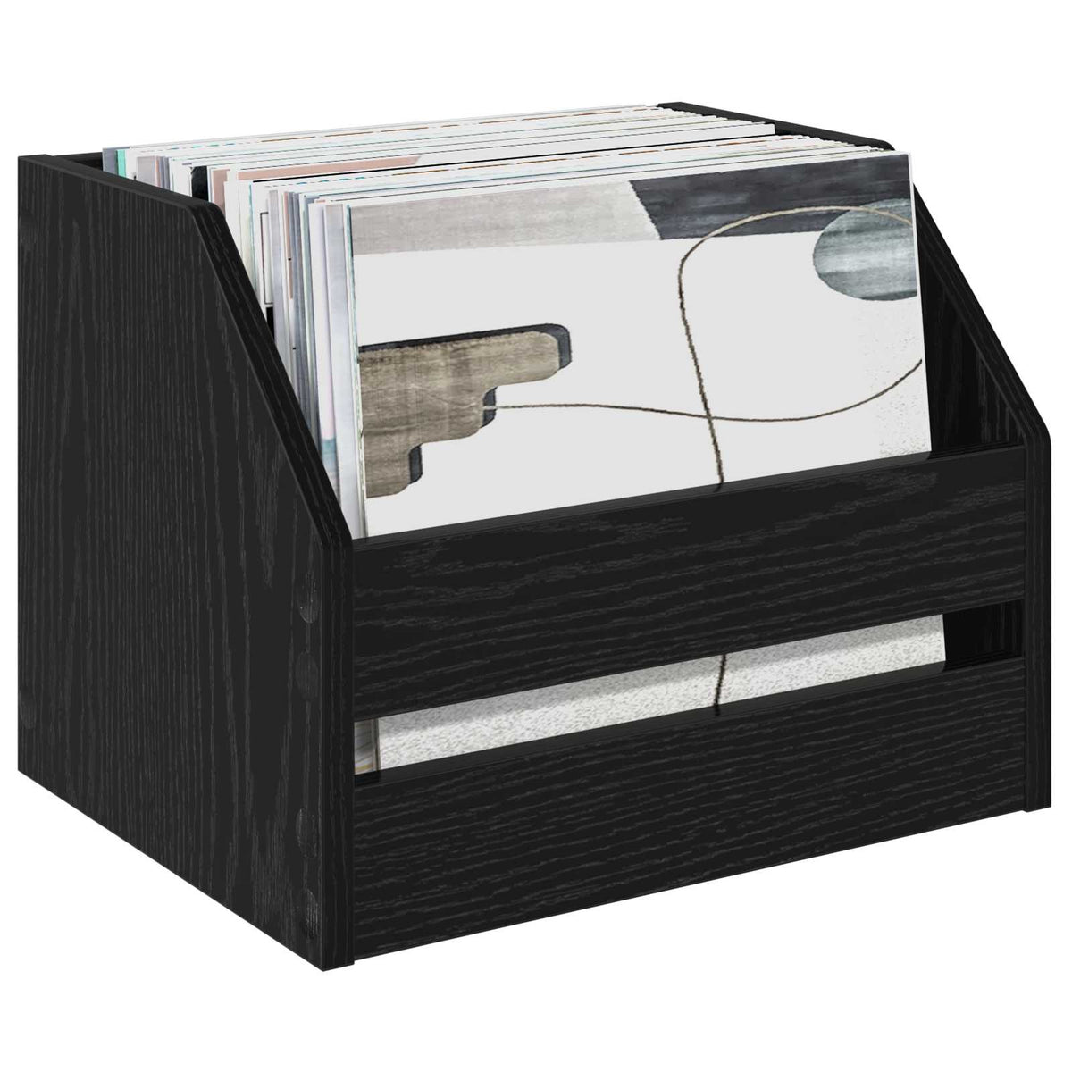 Scatola per album in vinile 2 pz Rovere Nero 38 x 30 x 29 cm | homemem39