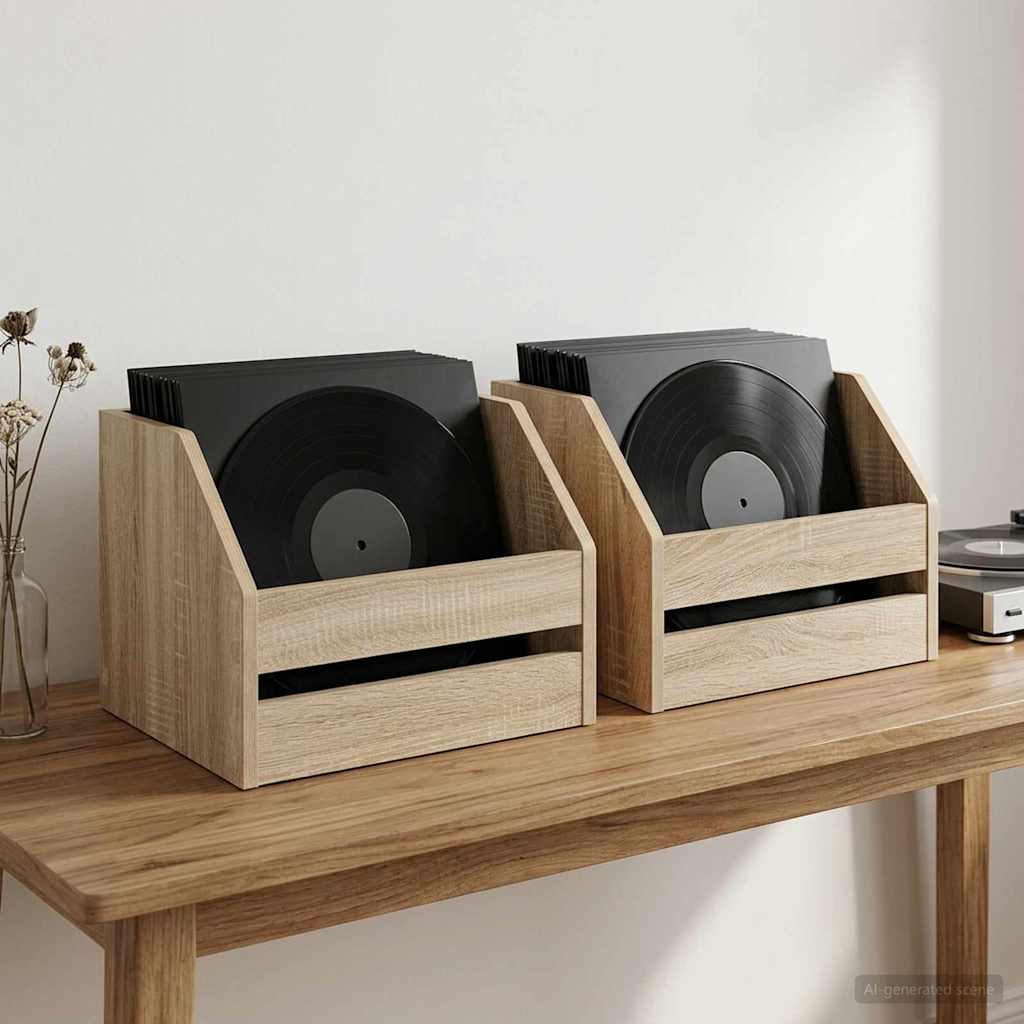 Scatola per album in vinile 2 pz Rovere Sonoma 38 x 30 x 29 cm