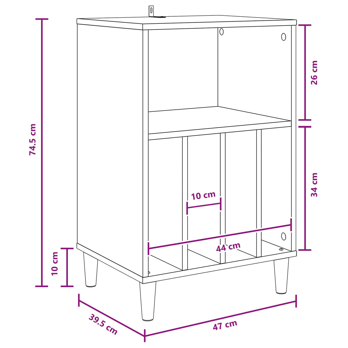 Supporto per Giradischi Sonoma grigio 47 x 39,5 x 74,5 cm | homemem39