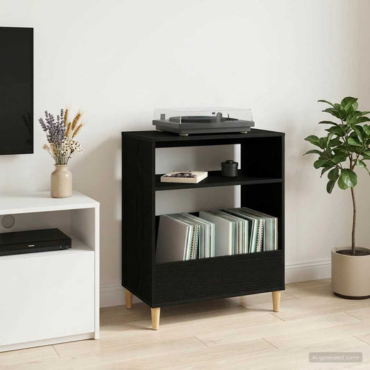 Supporto per giradischi Rovere Nero 71 x 39,5 x 83 cm
