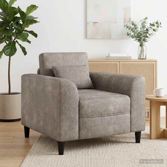 Poltrona Grigio Chiaro Pelle Scamosciata Sintetica