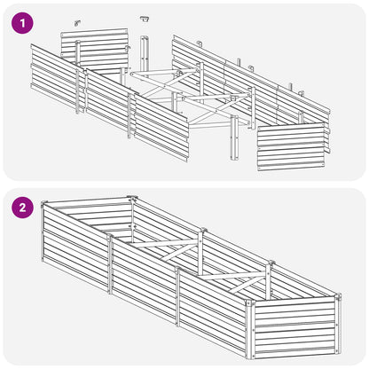 Letto rialzato da giardino Marrone legno 240 x 40 x 24 cm | homemem39