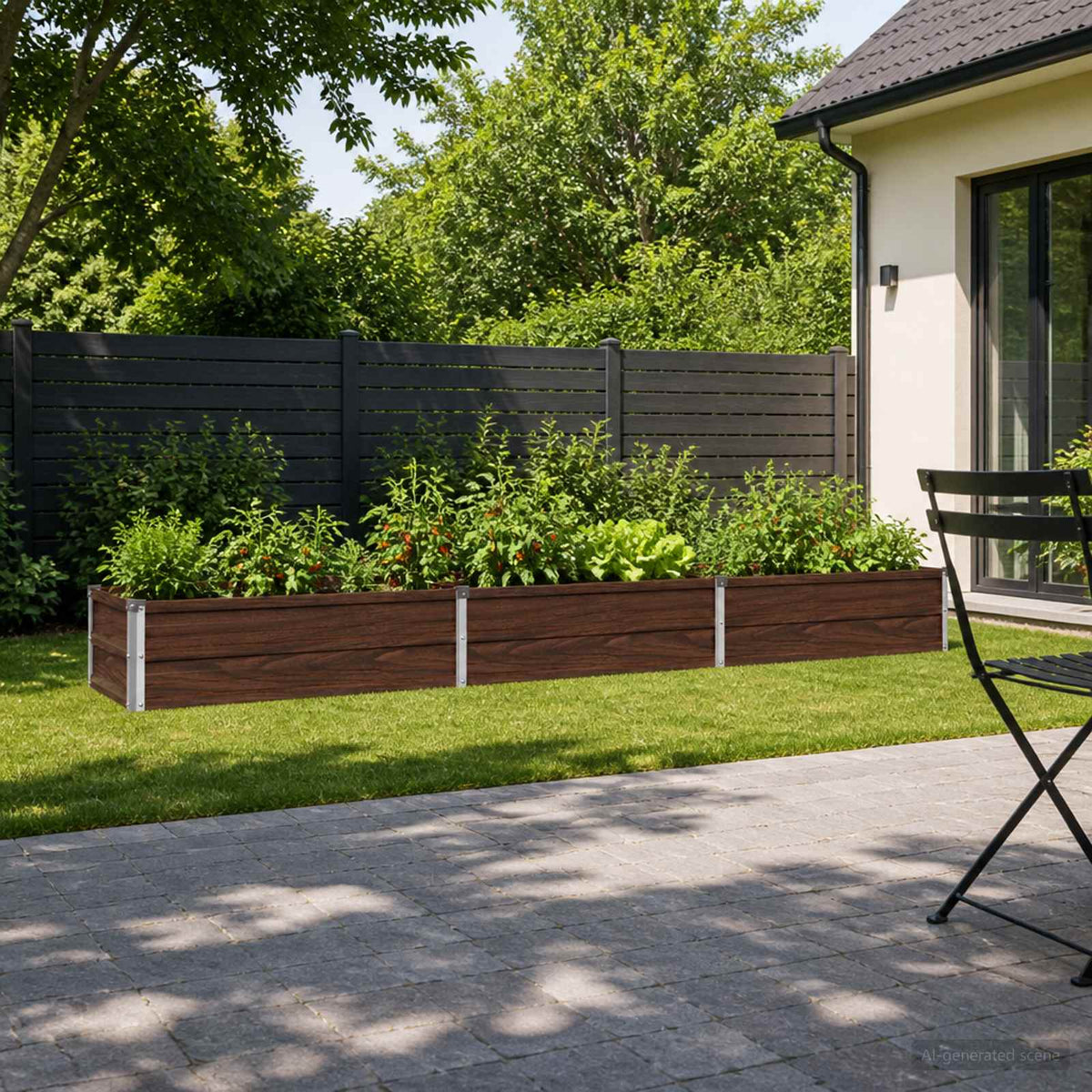 Letto rialzato da giardino Nero 240 x 40 x 24 cm | homemem39
