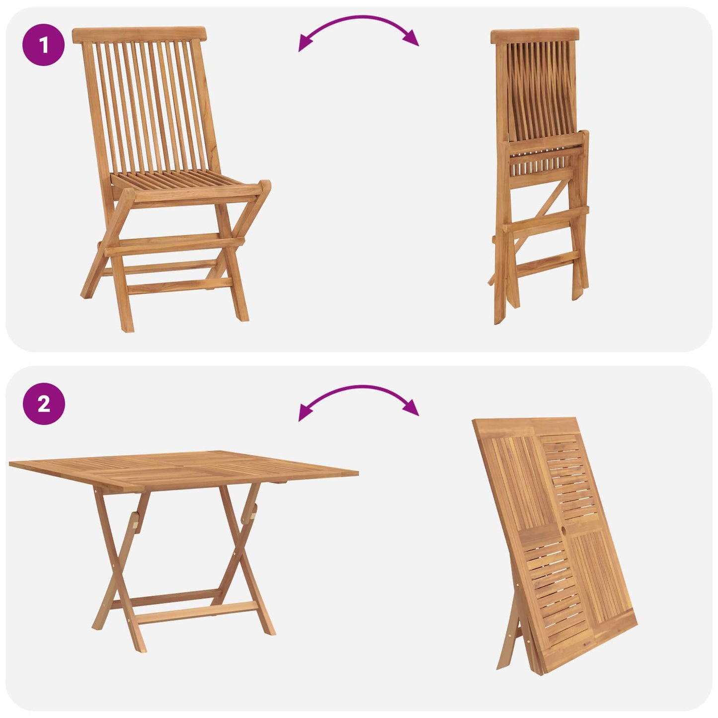 Set Bistro da Giardino 3 pcs Marrone Legno Teak Massello | homemem39