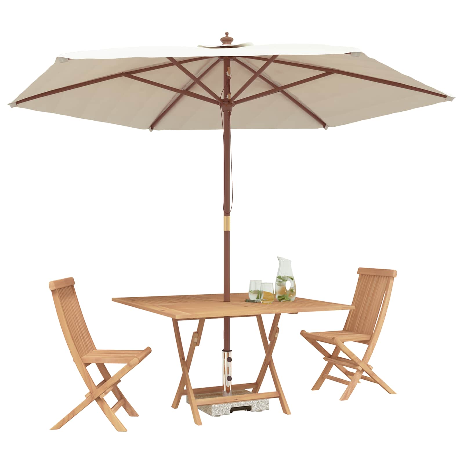 Set Bistro da Giardino 3 pcs Marrone Legno Teak Massello | homemem39