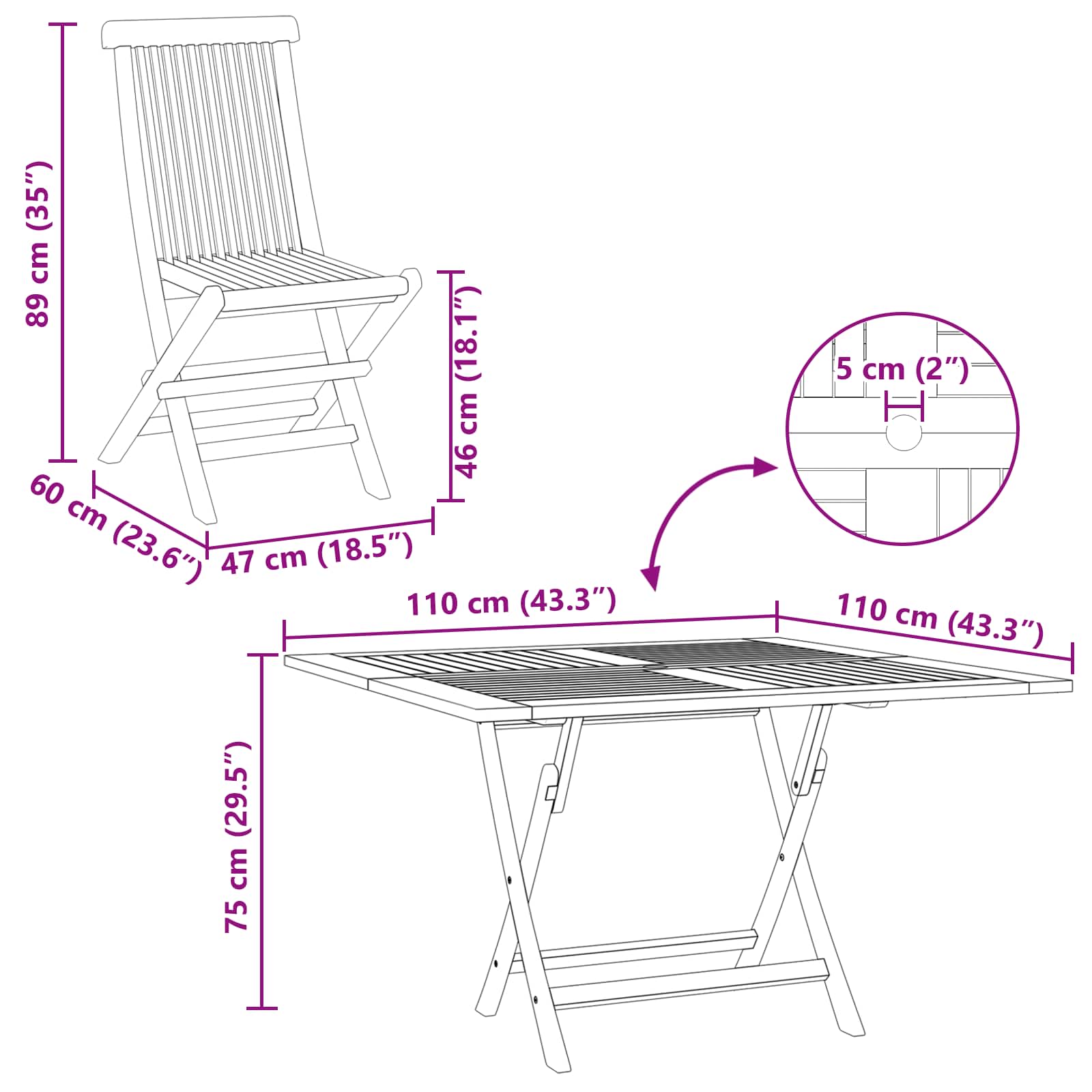 Set Bistro da Giardino 3 pcs Marrone Legno Teak Massello | homemem39