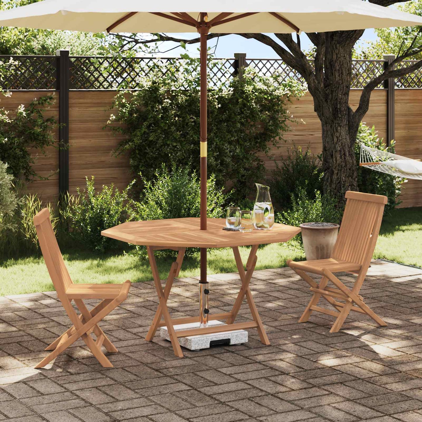 Set Bistro da Giardino 3 pcs Marrone Legno Teak Massello