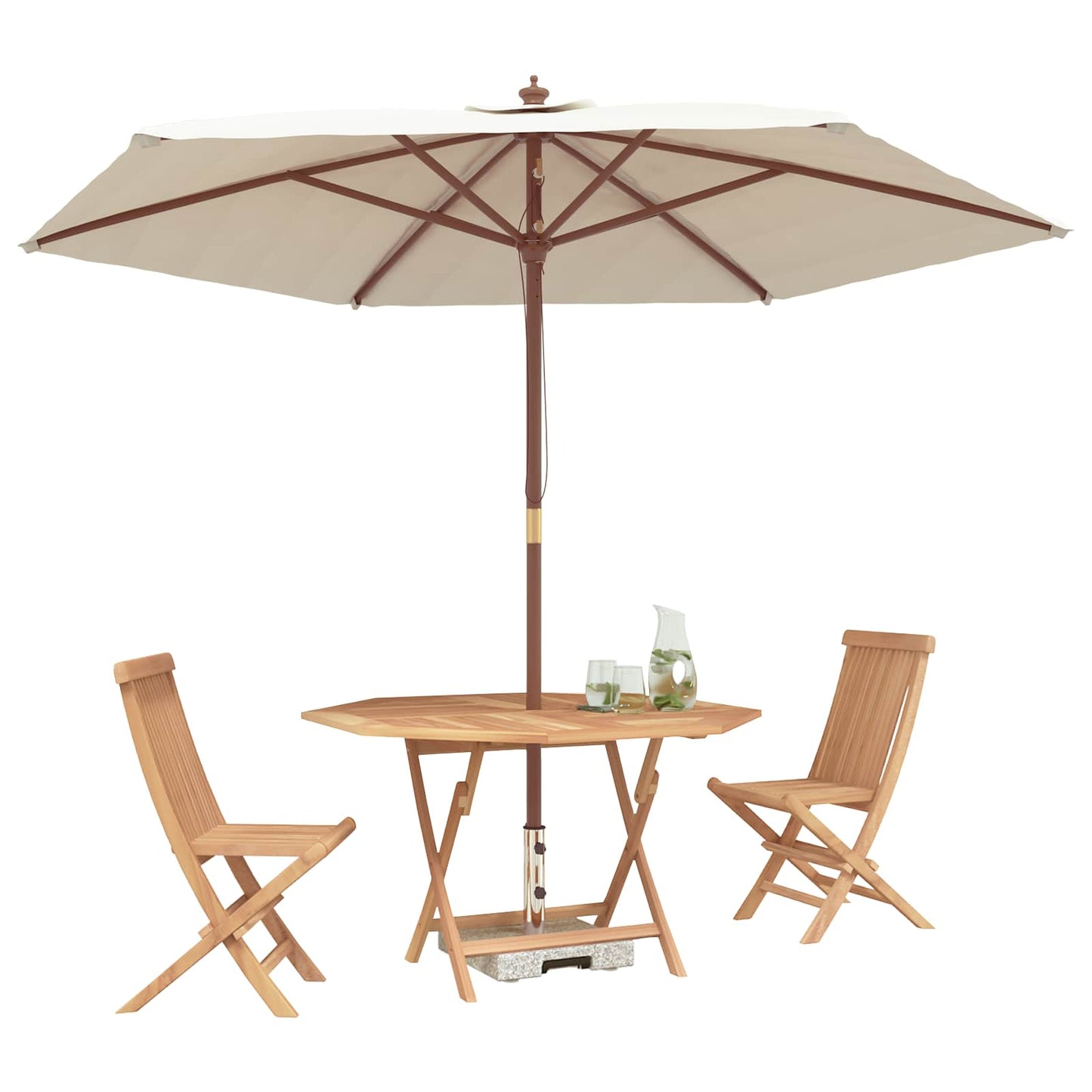 Set Bistro da Giardino 3 pcs Marrone Legno Teak Massello | homemem39