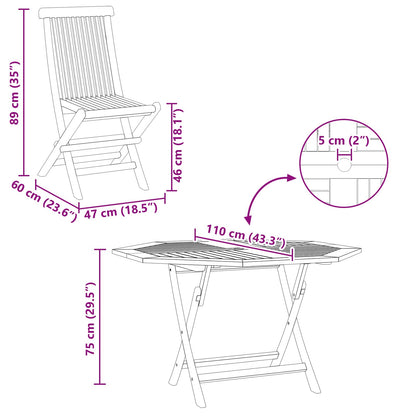 Set Bistro da Giardino 3 pcs Marrone Legno Teak Massello