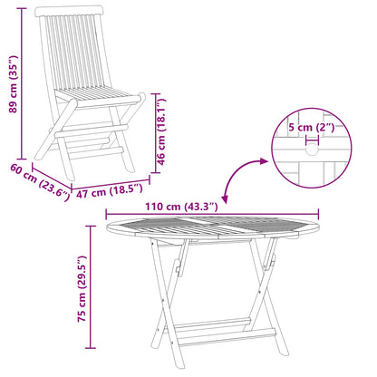 Set Bistro da Giardino 3 pcs Naturale Legno di teak solido