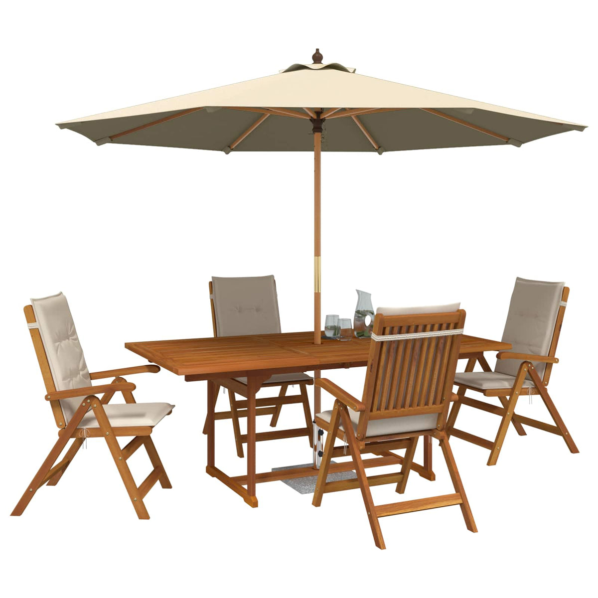Set da pranzo da giardino 5 pezzi Naturale | homemem39
