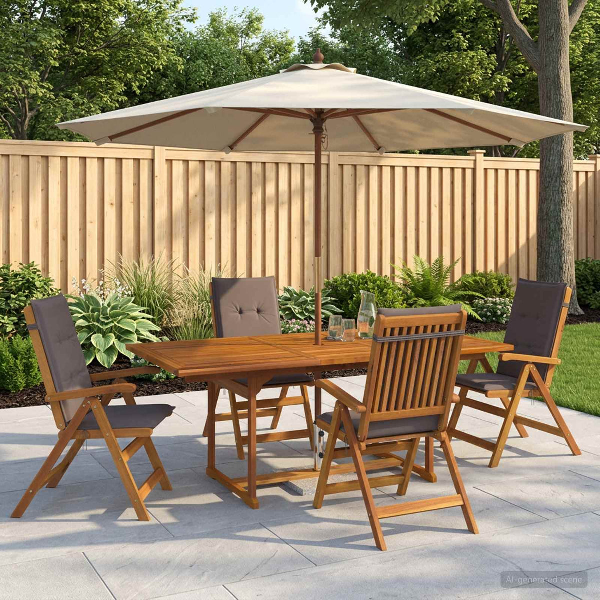 Set da pranzo da giardino 5 pezzi Naturale | homemem39