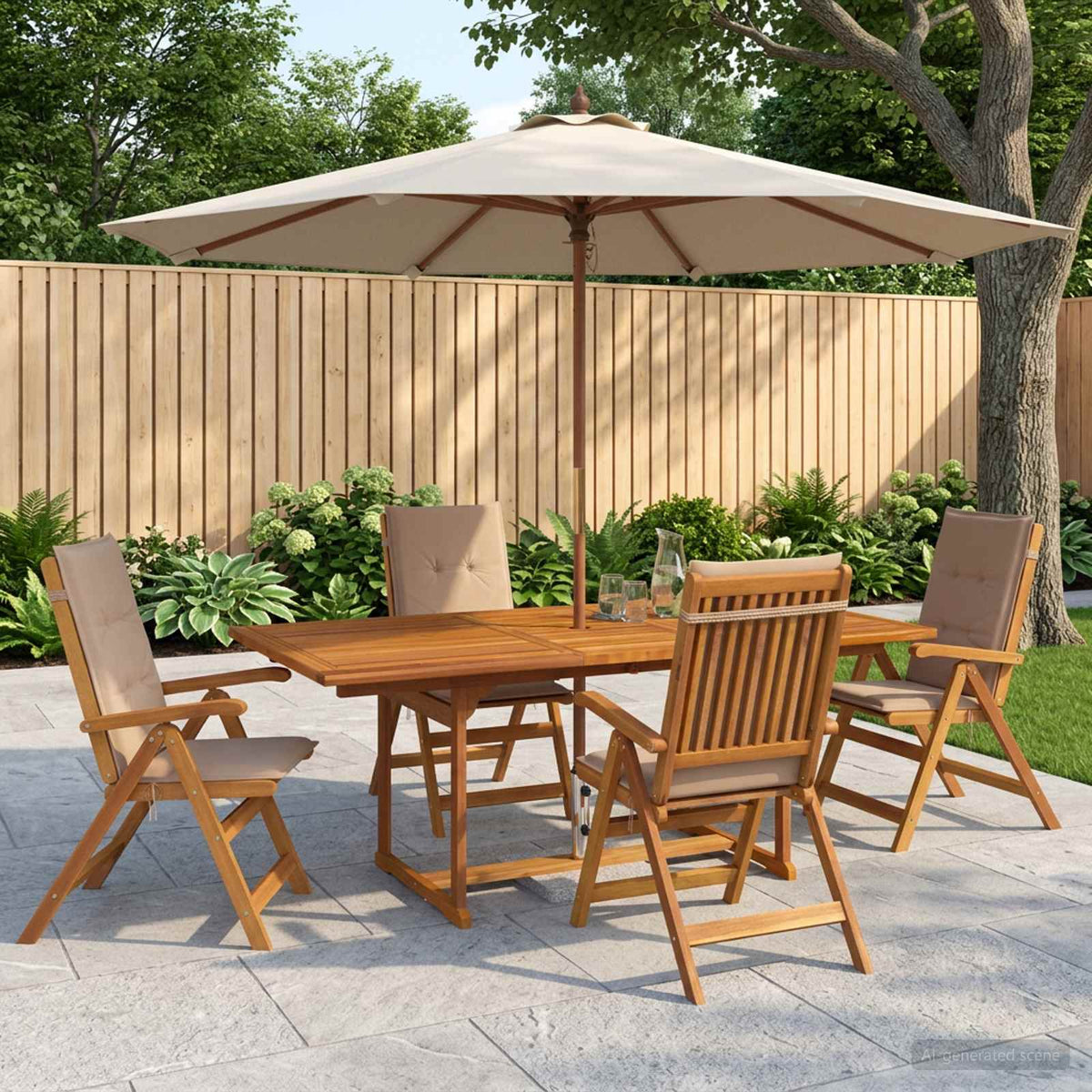 Set da pranzo da giardino 5 pezzi Naturale | homemem39