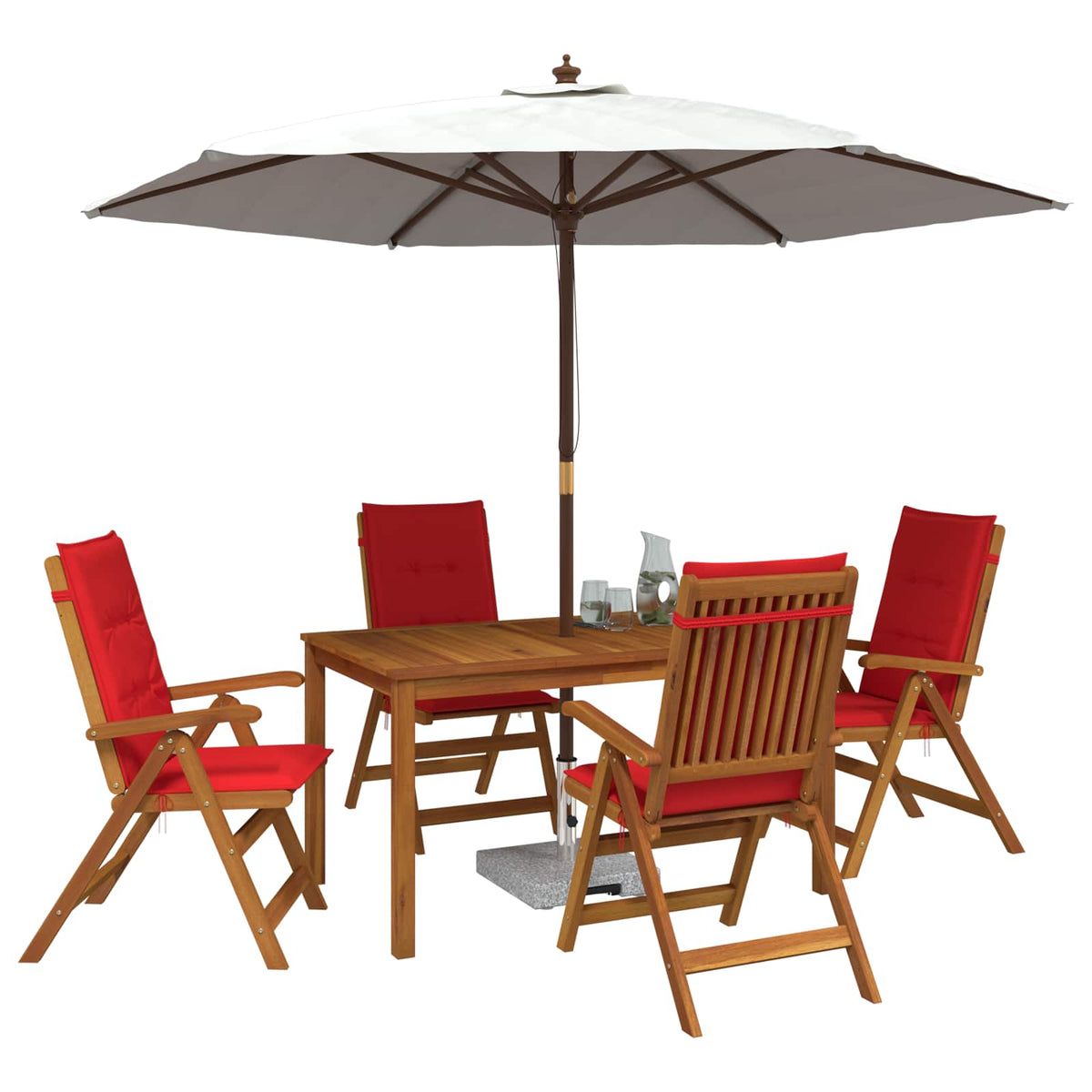 5-Piece Garden Dining Set 4-Posti Rosso