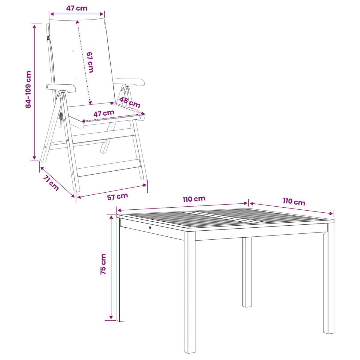 Set da pranzo da giardino 5 pezzi Naturale | homemem39