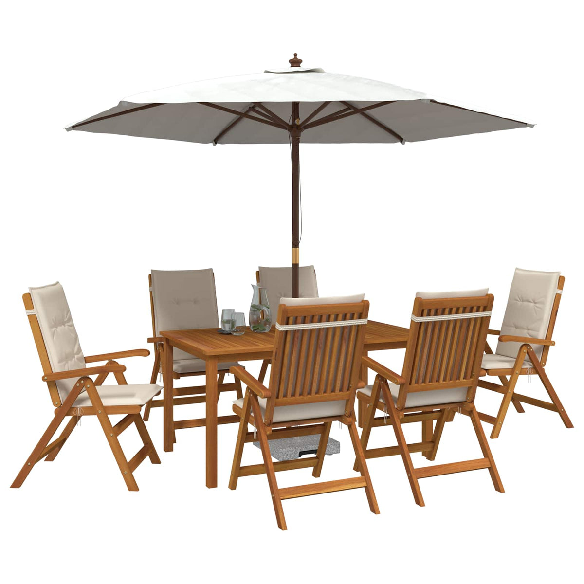 Set da pranzo da giardino 7 pezzi 6-Posti Naturale | homemem39