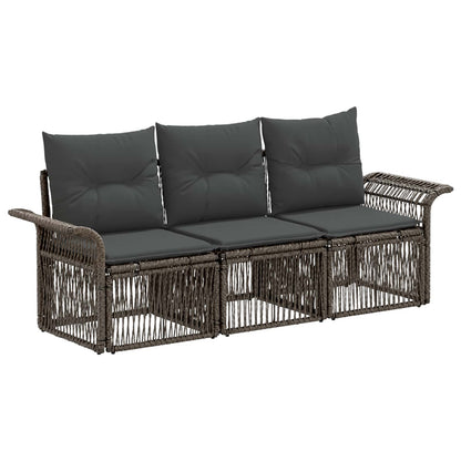 Set Divano da Giardino 3 pcs Grigio polyrattan | homemem39
