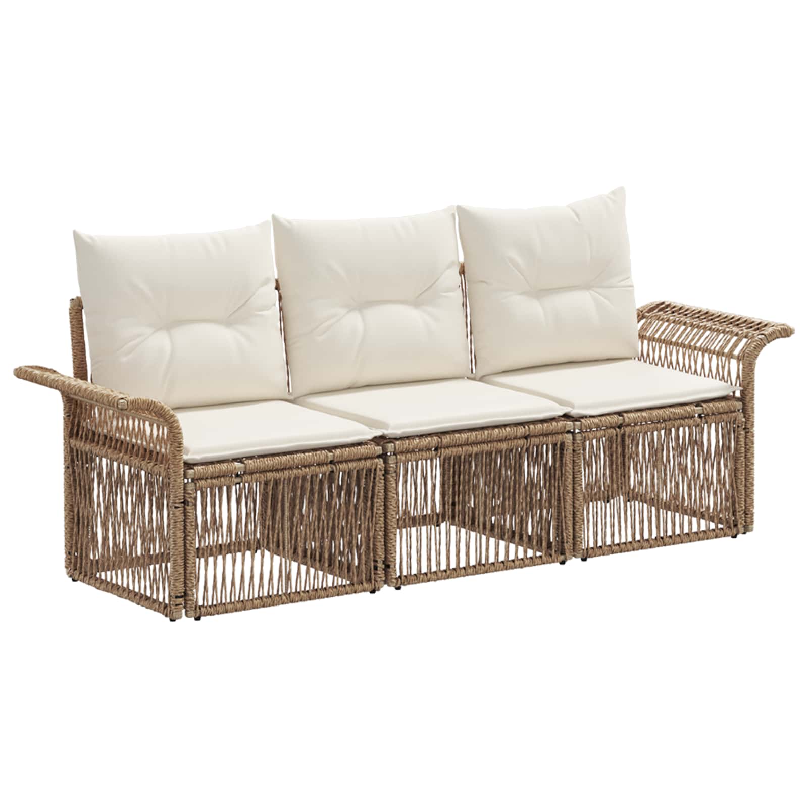 Set Divano da Giardino 3 pcs Beige polyrattan | homemem39