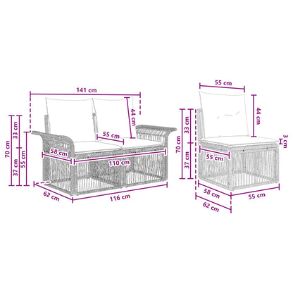 Set Divano da Giardino 3 pcs Beige polyrattan | homemem39