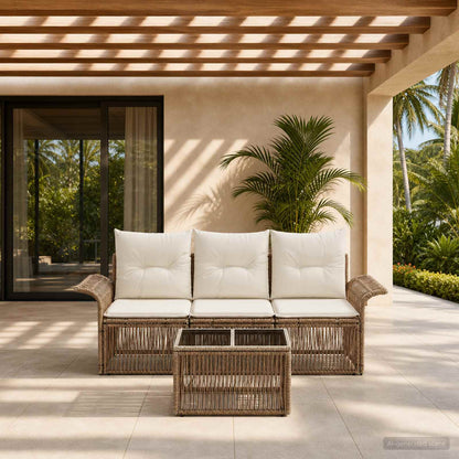 Set Divano da Giardino 4 pcs Beige polyrattan | homemem39
